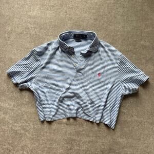 Ralph Lauren Cropped Pima Cotton Striped Polo Top